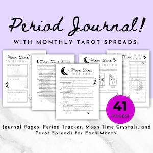 Tarot Journal, Tarot Spread, Period Tracker, Grimoire Pages, Period Journal, Period Planner, Printable Period Tracker, Cycle Tracker