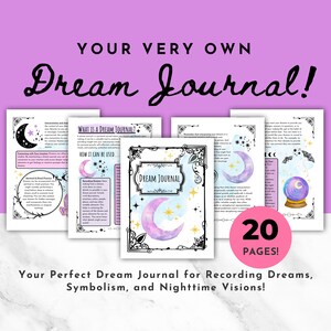 Dream Journal, Dream Notebook, Dream Analysis, Dream Interpretation, Dream Tracker, Grimoire Pages, Grimoire Journal, Sleep Tracker, Witchy