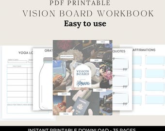 Tablero de visión, planificador digital, planificador de autocuidado y técnicas de afirmación y manifestación, planificador GoodNotes, diario de manifestación