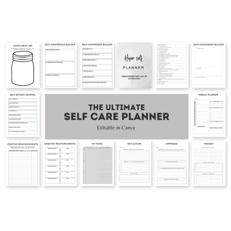 PLR Self-care Digital Journal Printable PDF Canva Template Workbook ...