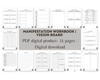 Planner digitale Vision Board / Pagina di journaling di manifestazione / Diario di cura di sé / Planner stampabile in formato PDF / Download digitale istantaneo /