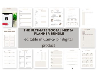Digital planner for social media marketing, Plr products, Digital product, Content planner, Digital journal, MRR, social media templates