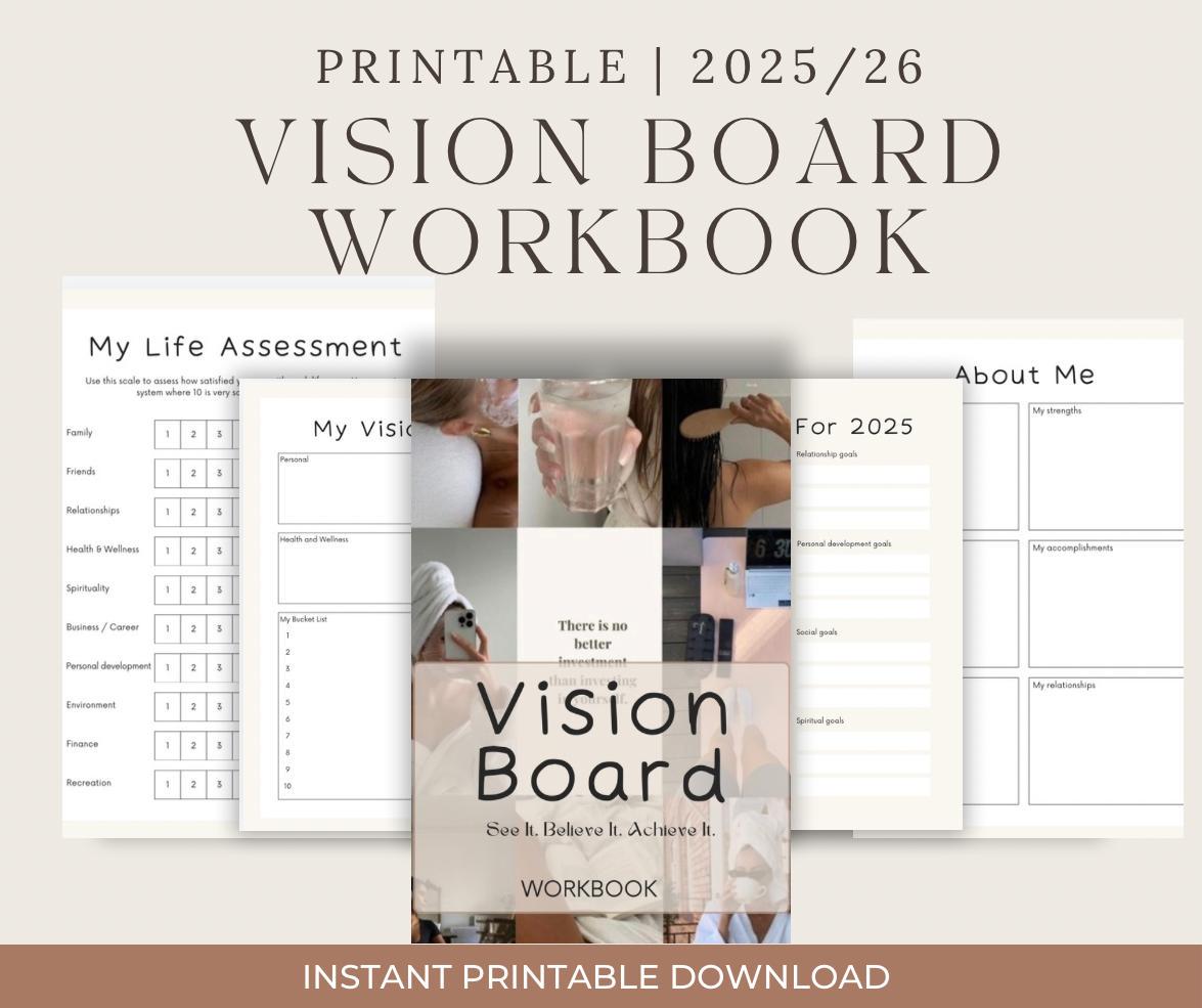 Vision Board Digital Journal Printables: Plr Product, Vision Board ...