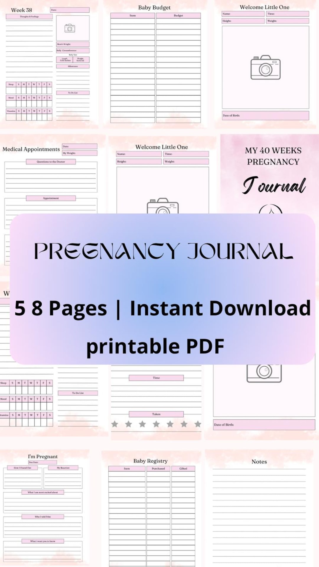 Pregnancy Journal Pdf: Printable Pdf, Pregnancy Book Calendar, Pregnancy Planner, Baby Book ...