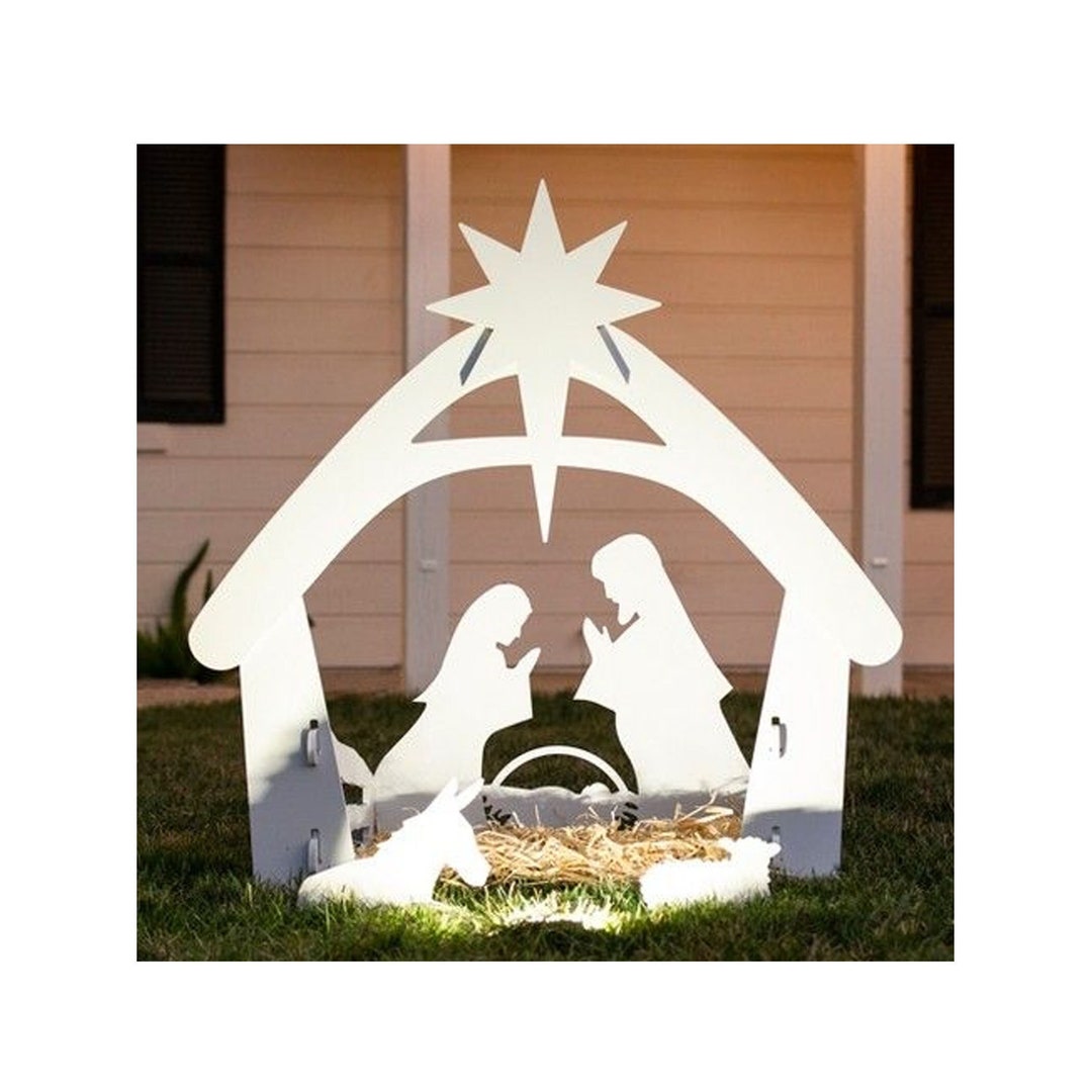 48'' White Outdoor Nativity Scene Christmas Outdoor Etsy
