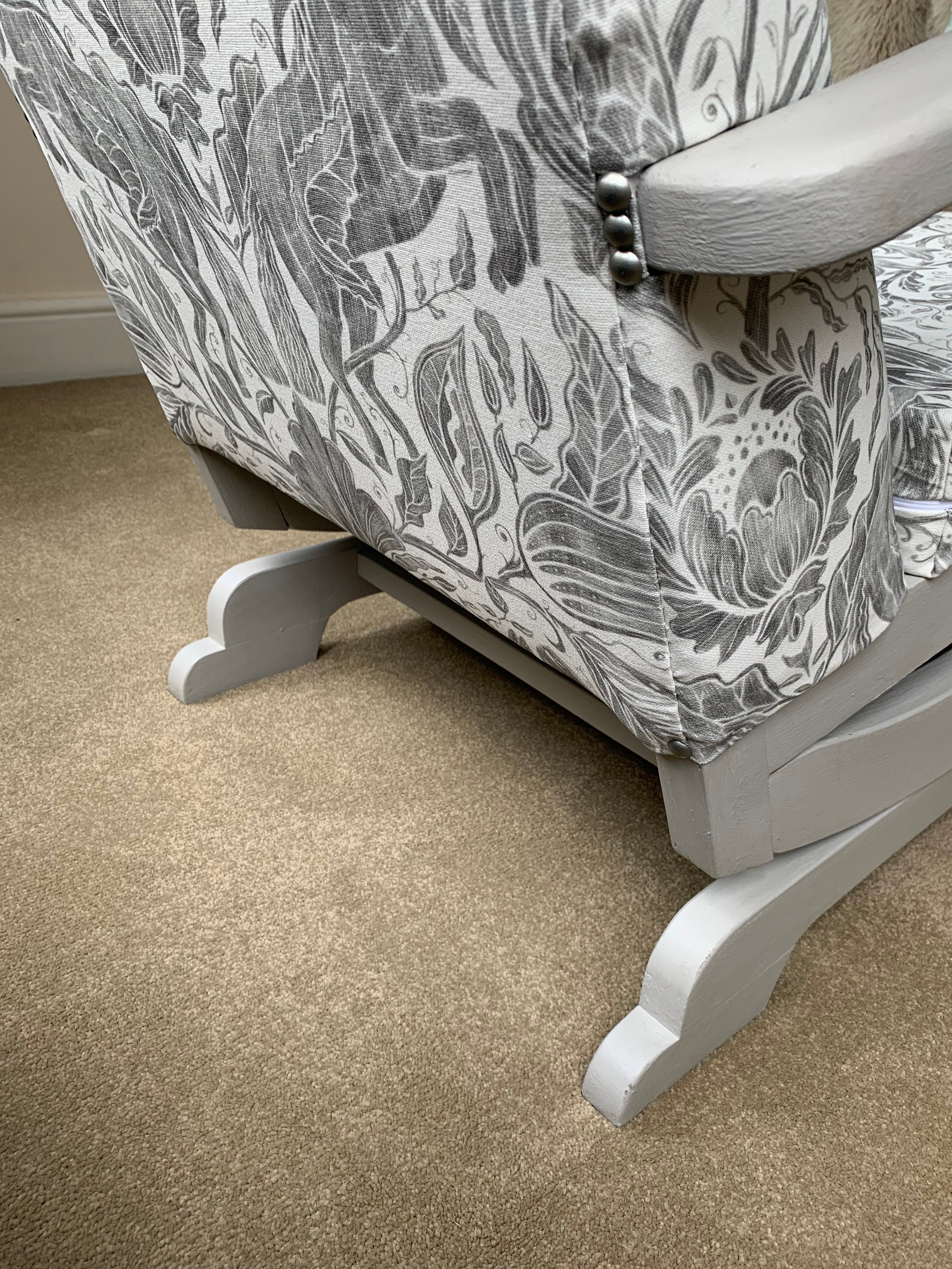 Vintage Rocking Chair Fully Reupholstered in Studio G Forest Trail