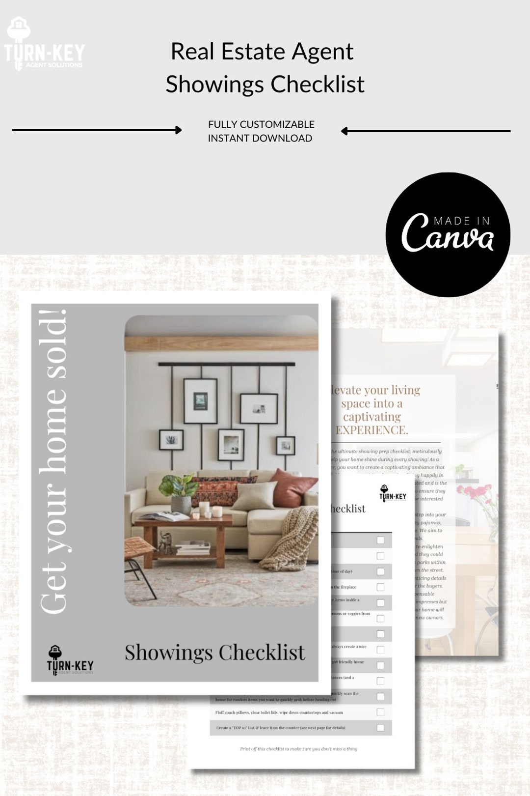 Showings Checklist for Realtors Real Estate Canva Printable Digitial