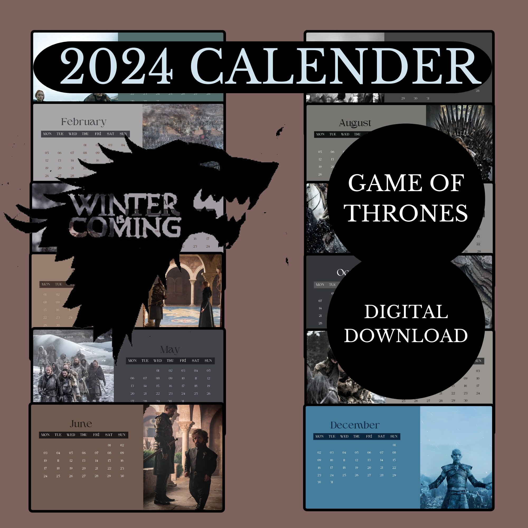 Game of Thrones 2024 Digital and Printiable Calendar GOT - Etsy