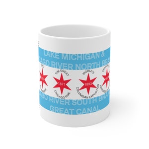 Chicago Flag Coffee Mug | Chicago Native Gift | Chicago Flag Meaning | Chicago Flag Symbolism | Chicago Gift | Chicago History