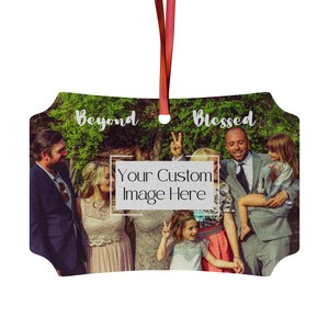 Aangepaste foto aluminium ornament | Gepersonaliseerde fotoornament | Voorbij gezegend ornament | Gedateerd fotoornament | Kerstcadeau