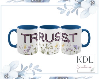 Wort des Jahres Intention Mug | Inspirierende Tasse | Hoffnung Tasse | Personalisierte Absicht Tasse | Benutzerdefinierte Blumentasse | Zweifarbige Tasse