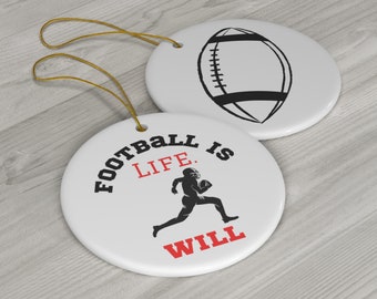 Personalized Football Ornament | Ceramic Christmas Gift for Player