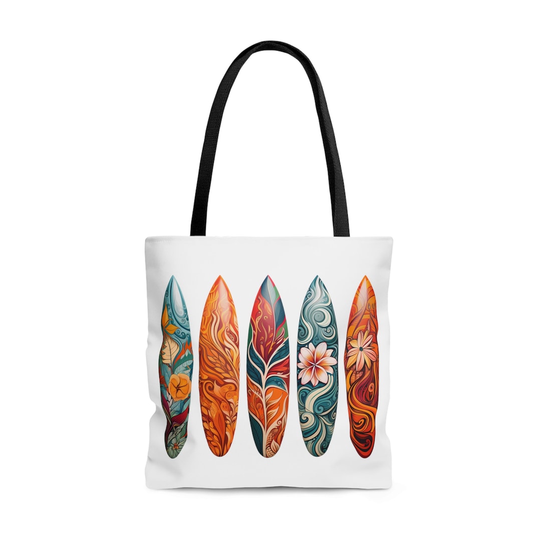 Vintage Surfboard Tote Bag Beach Floral Painted Surfboard Etsy