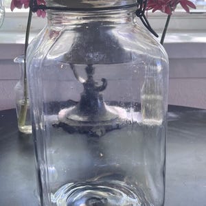 Ermetico Glass 2L Jar Made In Italy 11”x 5&quot; Mason Square Vintage Bail Lid