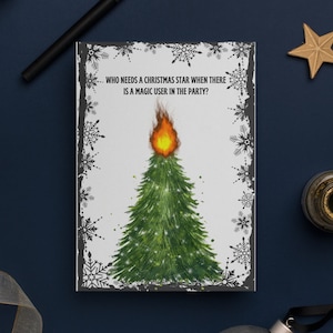 DnD Tabletop Gaming Weihnachtskarte | Digitaler Download | Geek Sofortige druckbare Grußkarte | RPG Magic Fireball Weihnachtsbrief