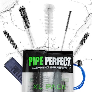 XL -  Pipe Perfect Cleaning Brush Pack - Variety Brush Set, Nylon Pipe Tube Cleaner Set of 6 Brushes - with Micro-Fiber Towel