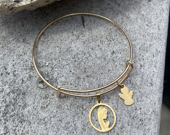 Jungfrau Maria & Engel Charm Armband: Edelstahl Religiöser Schmuck