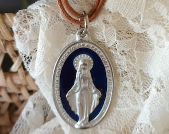 Collar de la Medalla Milagrosa: Colgante de la Virgen María bañado en plata, regalo católico