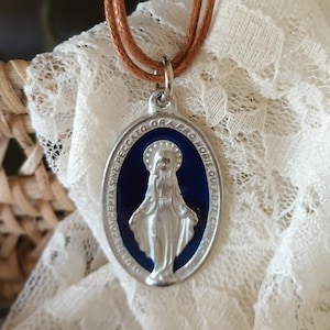Our Lady of the Miraculous Medal • Silver-Plated Catholic Necklace • Virgin Mary Pendant • Religious Gift for Women • Marian Jewelry