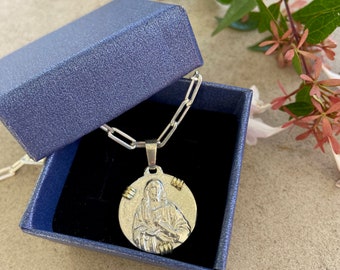 Sacred Heart Skapulier Anhänger: Sterling Silber & Gold Katholisches Geschenk