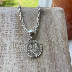 Saint Benedict Pendant in 925 Sterling Silver – San Benito Medal for Confirmation and Communion Gifts