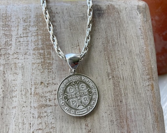Sterling Silber St. Benedikt Medaille - Konfirmation Kommunion Geschenk