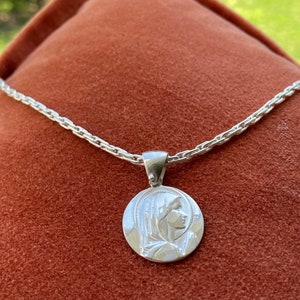 Young Blessed Mother Pendant in Sterling Silver – Catholic Jewelry Gift for Women and Moms