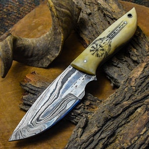 Pocket knife Folding knife Handmade Damascus Damascus Perfect gift with leather sheath Hunting Camping kitchen knife Unique #2221