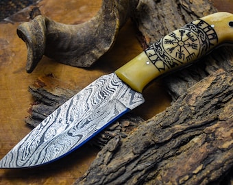 Camping Knife Damascus Hunting Unique Handmade Damascus Hunting #2254