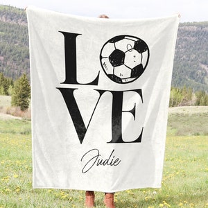 Custom love soccer blanket soccer lover soccer gift boy blanket personalized soccer team gift senior soccer coach appreciation gift soccer
