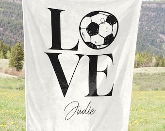 Custom love soccer blanket soccer lover soccer gift boy blanket personalized soccer team gift senior soccer coach appreciation gift soccer
