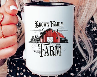 Personalized red barn mug red barn family farm mug custom farm gift family mug farm red barn housewarming gift parent farmhouse mug gift mug
