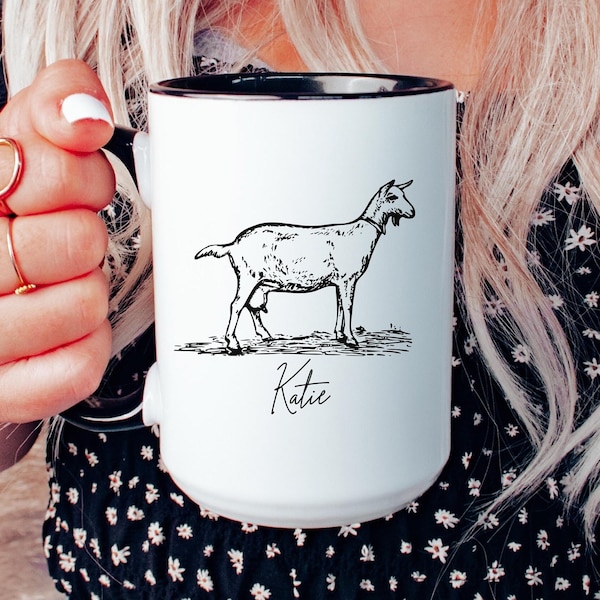 Personalized goat mug goat custom gift goat lover mug farm life mug goat owner gift for dad birthday goat gift for grandparent farm mug goat