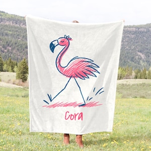 Personalized flamingo blanket with name flamingo gift for kid blanket flamingo nursery decor flamingo baby blanket for girl birthday gift