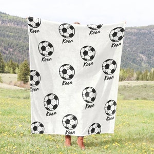 Coperta da calcio personalizzata, regalo personalizzato per la squadra, regalo per giocatore di calcio, coperta con nome personalizzato per ragazzi, coperta per tifosi di calcio per bambini, mamma di un calciatore