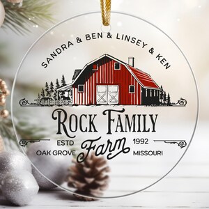 Custom red barn Acrylic Ornament farm family Christmas ornament family red barn gift farm decor family farm life gift for grandparent farm