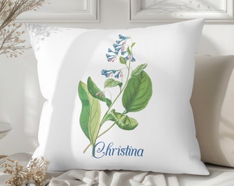 Cuscino personalizzato con campanule: cuscino decorativo botanico, decorazione da giardino