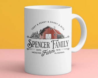Custom red barn mug personalized farm mug red barn family farm gift farmer mug farm life gift farm family mug farmhouse gift parent farm mug