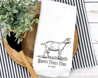 Gepersonaliseerde geit theedoek geit cadeau aangepaste geit keuken cadeau boerderij decor geit boerderij cadeau geit eigenaar theedoek keuken geitherder cadeau