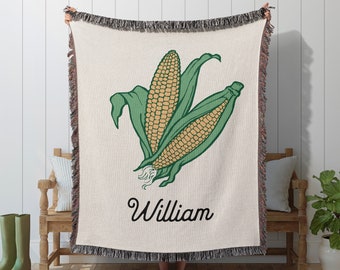 Coperta personalizzata in tessuto di mais: regalo per il raccolto, arazzo in stile rustico