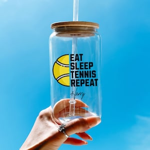 Personalized tennis glass cup tennis tumbler for tennis team player birthday tennis gift tennis club glass can tennis teen cup senior tennis