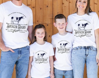 Personalisierte Milchkuh Familie Farm Shirt