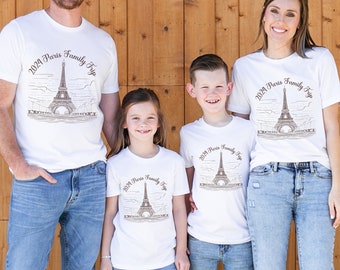 Personalisiertes Paris Familienausflug T-Shirt: Eiffelturm Urlaubs T-Shirt