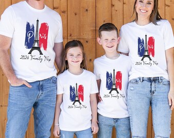 Custom Paris Family Trip T-Shirt, Eiffel Tower Vacation Tee
