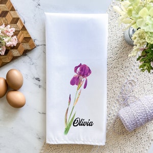 Custom purple iris tea towel iris watercolor floral kitchen gift iris tea towel bearded iris towel iris purple farmhouse decor iris garden