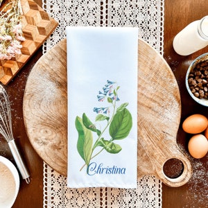 Custom Virginia bluebell tea towel botanical towel bluebell kitchen gift blue flower tea towel bluebells towel farmhouse decor bluebell gift