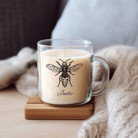 Kundenspezifische Bienenglas-Tasse - personalisiertes Honigbienengeschenk