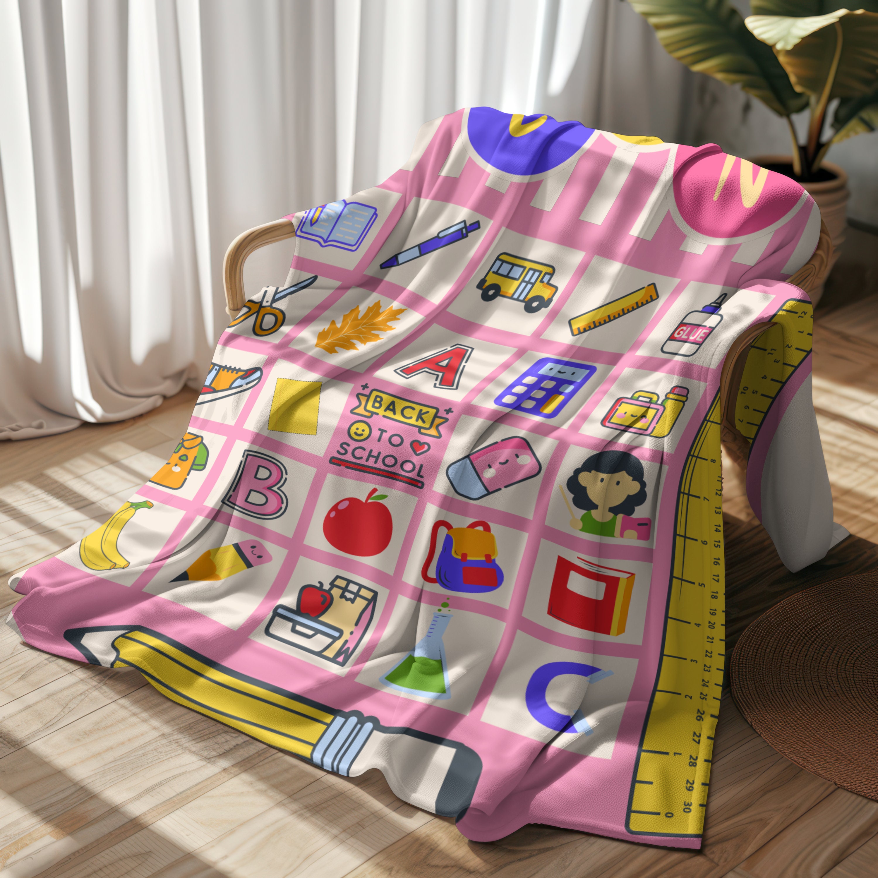 Custom back to school gift girl blanket with name first day of school gift for kid school blanket girl bedroom decor throw for girl birthday