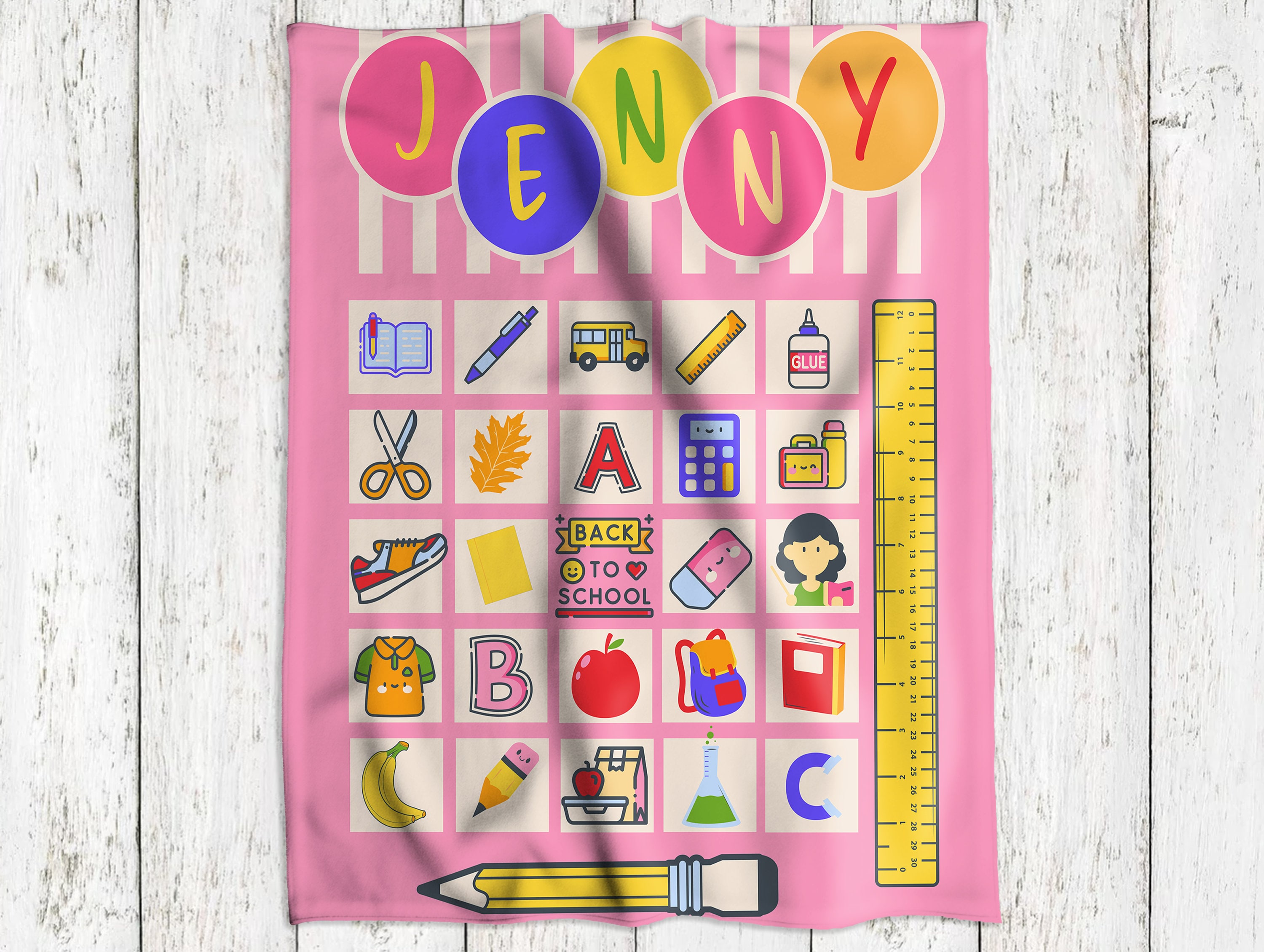 Custom back to school gift girl blanket with name first day of school gift for kid school blanket girl bedroom decor throw for girl birthday