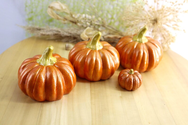 Large decorative pumpkin, cast in concrete, painted, Halloween decoration image 2